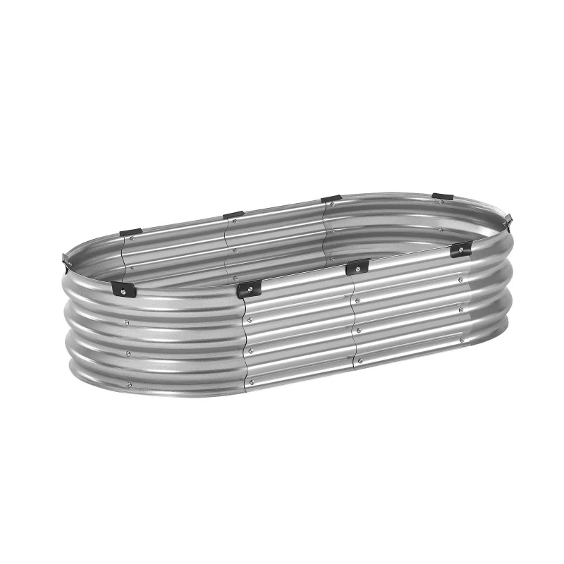 Silver metal raised garden bed 4x2x1 foot outdoor galvanized flower pot box