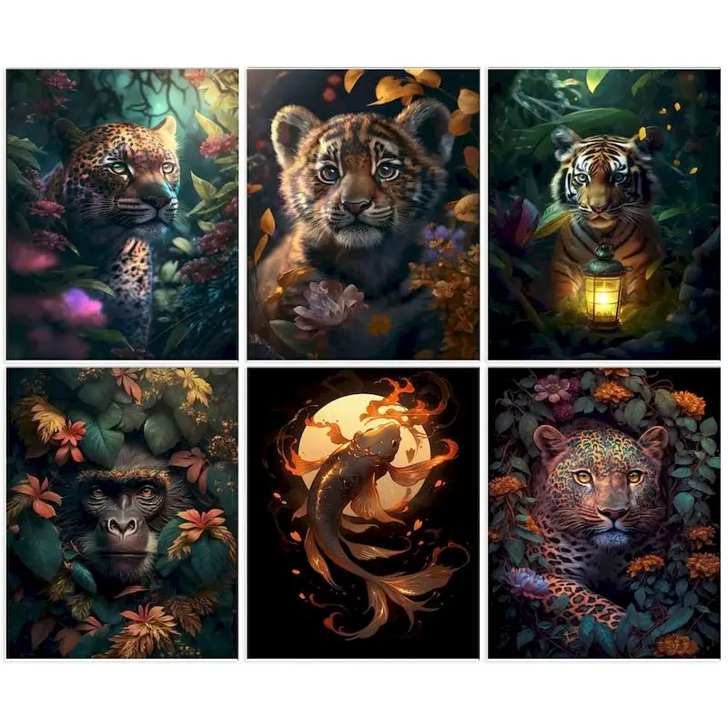 

CHENISTORY Animals Painting By Number Kits For Adults Drawing On Canvas Handpainted DIY Coloring By Number Home Decoration