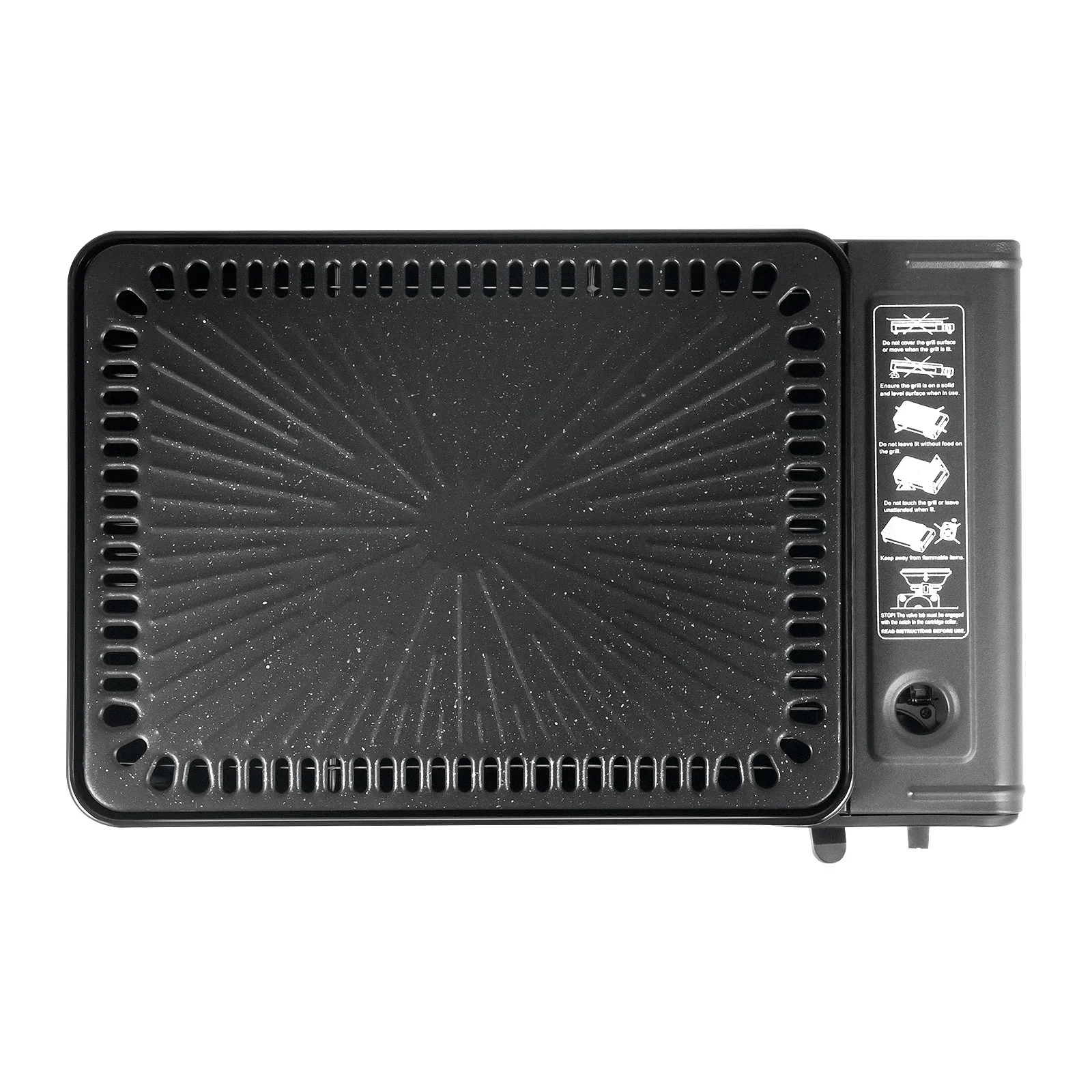 Tragbarer Gasgrill, Dual-Fuel Outdoor-Kocher mit LPG-Tank & Butanbehälter-Adapter, Einstellbare Wärmestufe Campingkocher für Reisen, Trekking, Picknick, Komplettes BBQ-Set mit Ölwanne & Aufbewahrungskoffer – Detail 6
