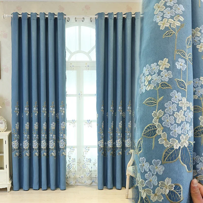 

Water Soluble Embroidered Curtain Fabric Yarn New Meteor Hemp Non Hollow Shading Model Curtains for Living Dining Room Bedroom