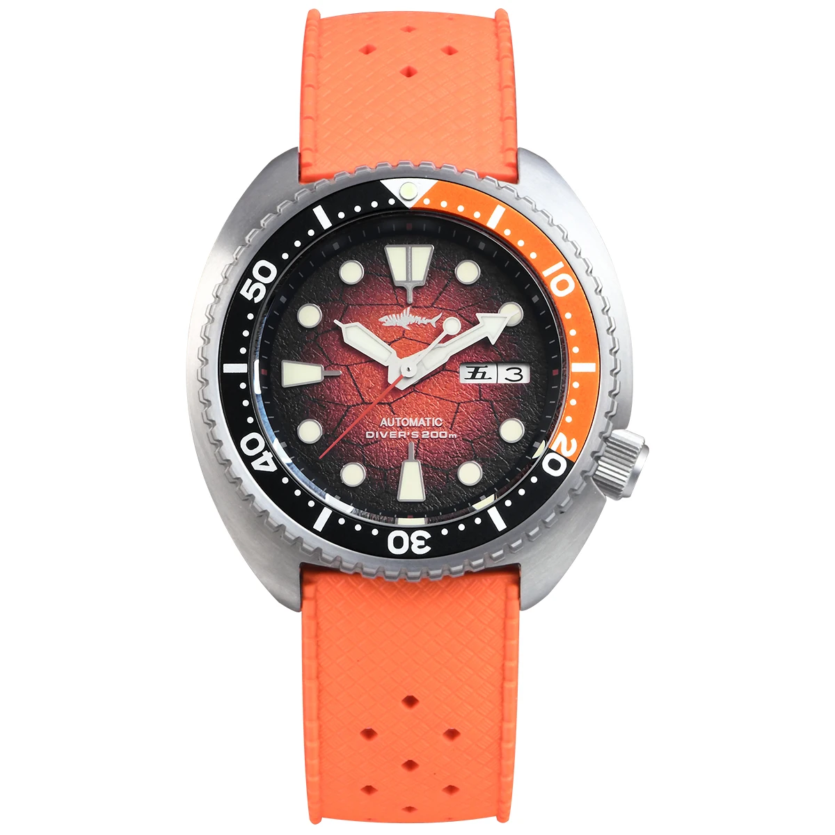HEIMDALLR Turtle Dive Watch 45mm NH36 Day Date Automatic Mechanical Textured Dial 200M Waterproof Sapphire Crystal C3 Lume