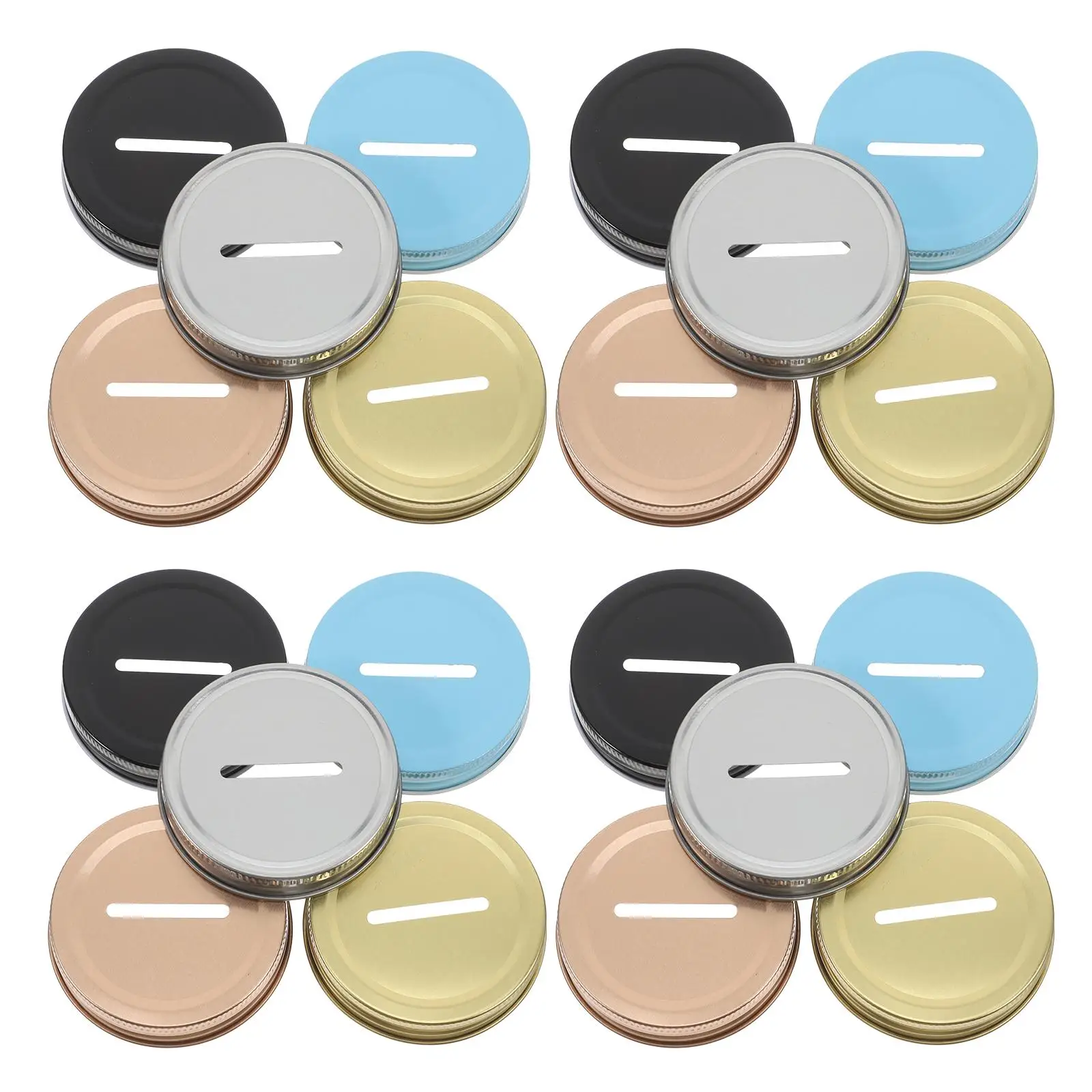 

20 Pcs 70mm Jar Lids Golden Silver Black Rose Piggy Bank Lids Wide Slot Sealing Rings Storage Accessories