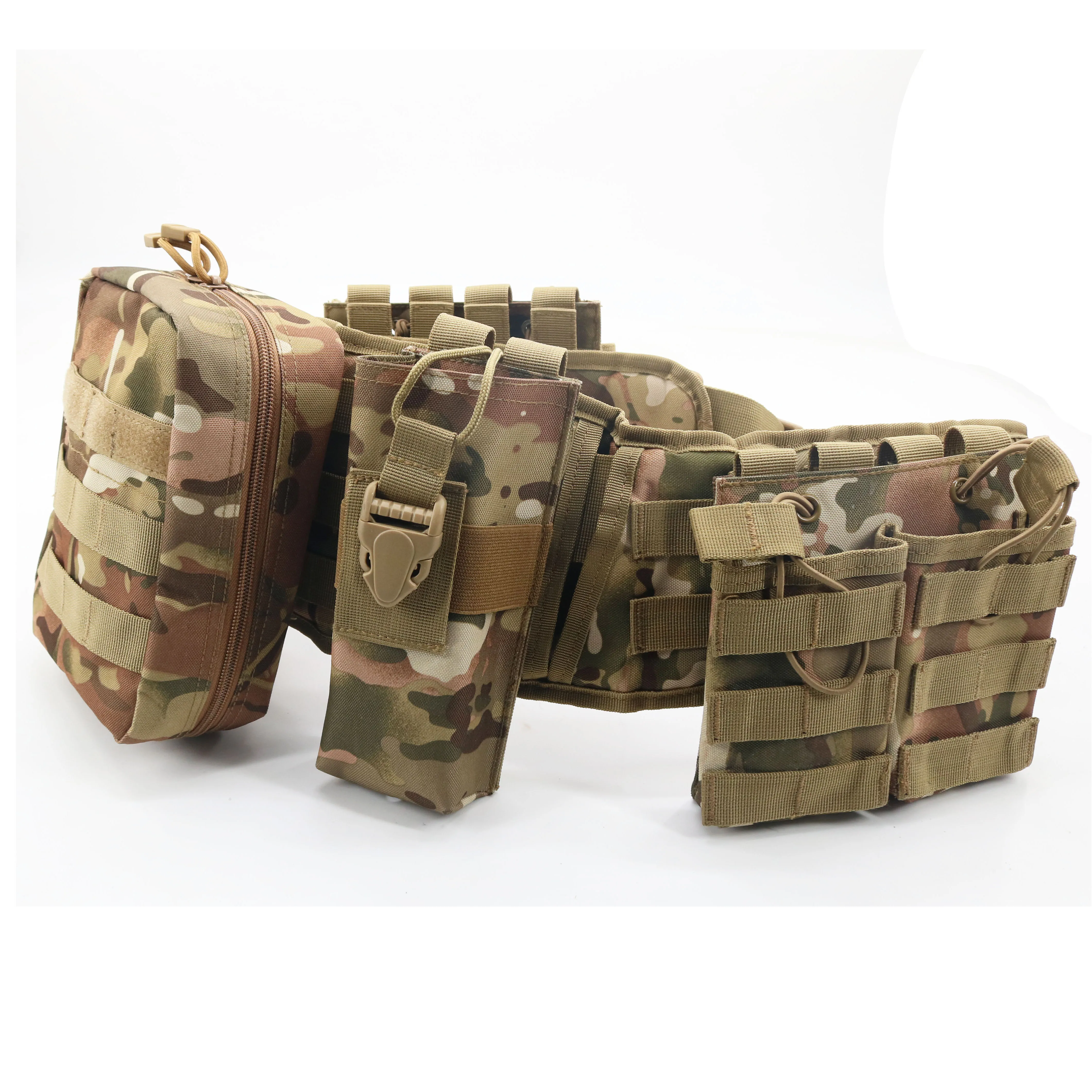 Outdoor Waist Wrap Camouflage Tactical Belt Set Multi-functional Molle Belt Accessory Bag