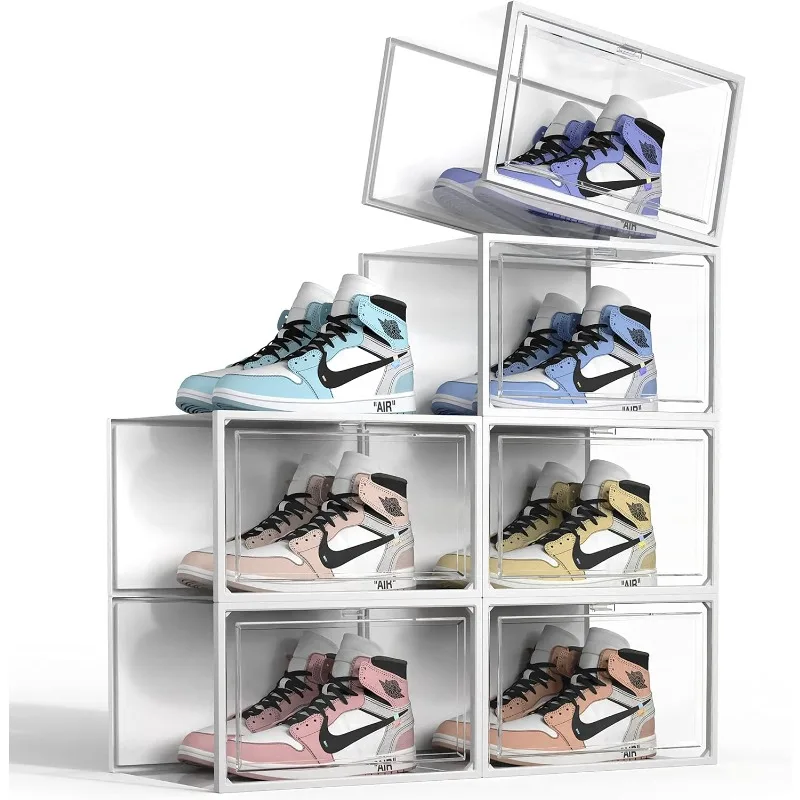 

6 Pack Shoe Storage Box, Clear Plastic Stackable Shoe Organizer for Closet, X-Large Shoe Containers