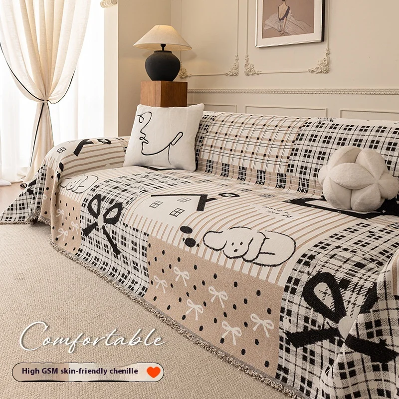 

Двусторонняя защита для дивана из синели, универсальная подходит для диванов с 2/3/4 сиденьями, нескользящий чехол для дивана для гостиной с эластичными краями