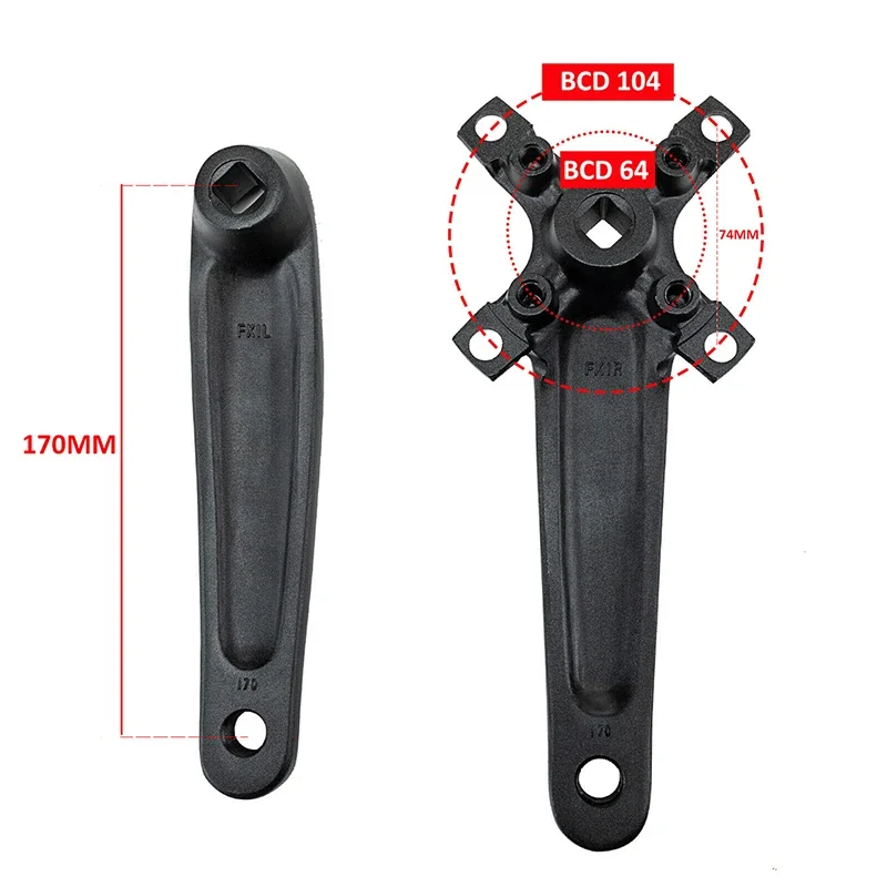 BUCKLOS 104 BCD Bicycle Crankset 40/42/46/48/50/52T Narrow Wide Chainring 8/9/10/11 Speed MTB Crankset 170mm Crank Bike Part