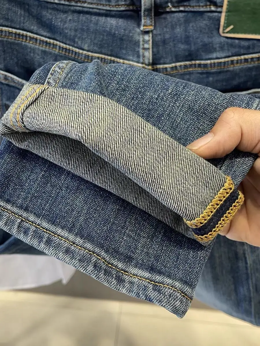 Menswear Clothing Retro Jeans Men's Spring and Summer 2025 New High-end Embroidered Trousers Small Straight Feet Slim Trend Men