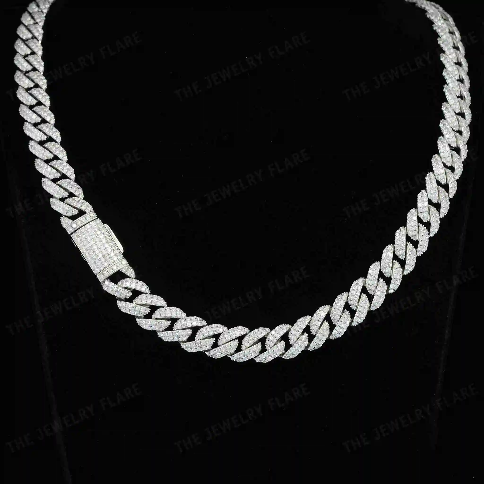 

Miami Fully Iced Out Cuban Chain 10 MM Two Tone Link Curb Chain Necklaces Pass Diamond Test VVS Moissanite