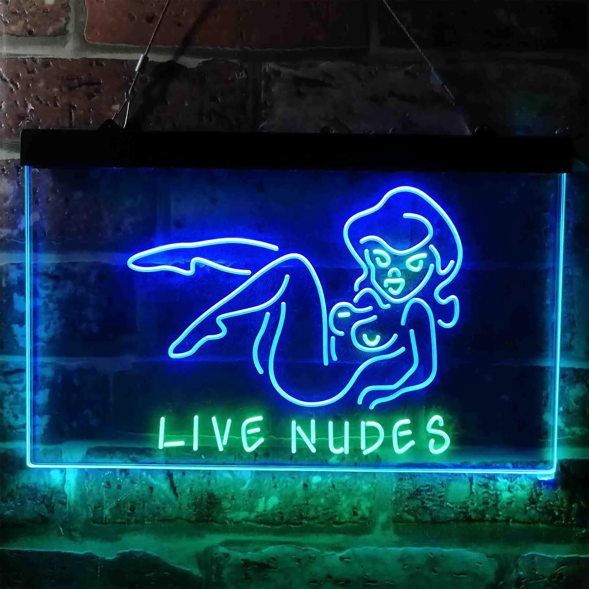 Live Nudes Lady Bar XXX Adult Rated Dual Color Led Neon Sign st6-i3787