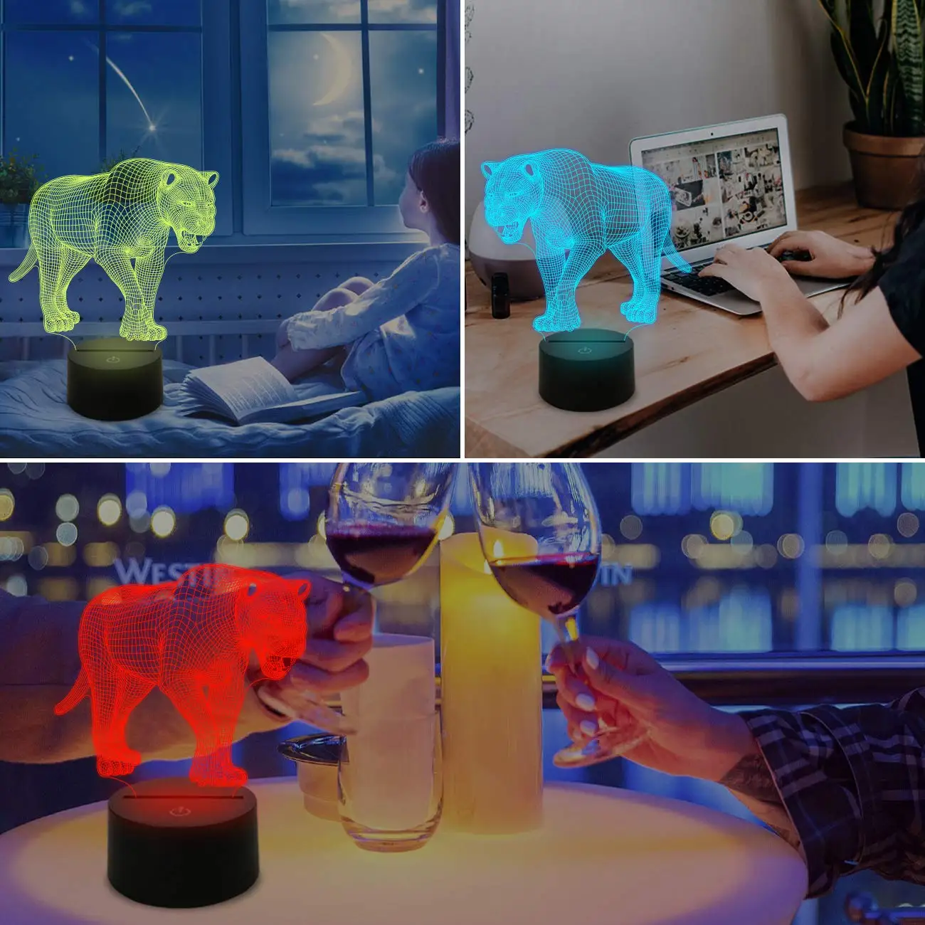 Lampe de chevet 3D en forme de grand chat pour enfants, lampe de chevet avec 16 couleurs changeantes, cadeau de noël, d'halloween, d'anniversaire, pour bébé garçon