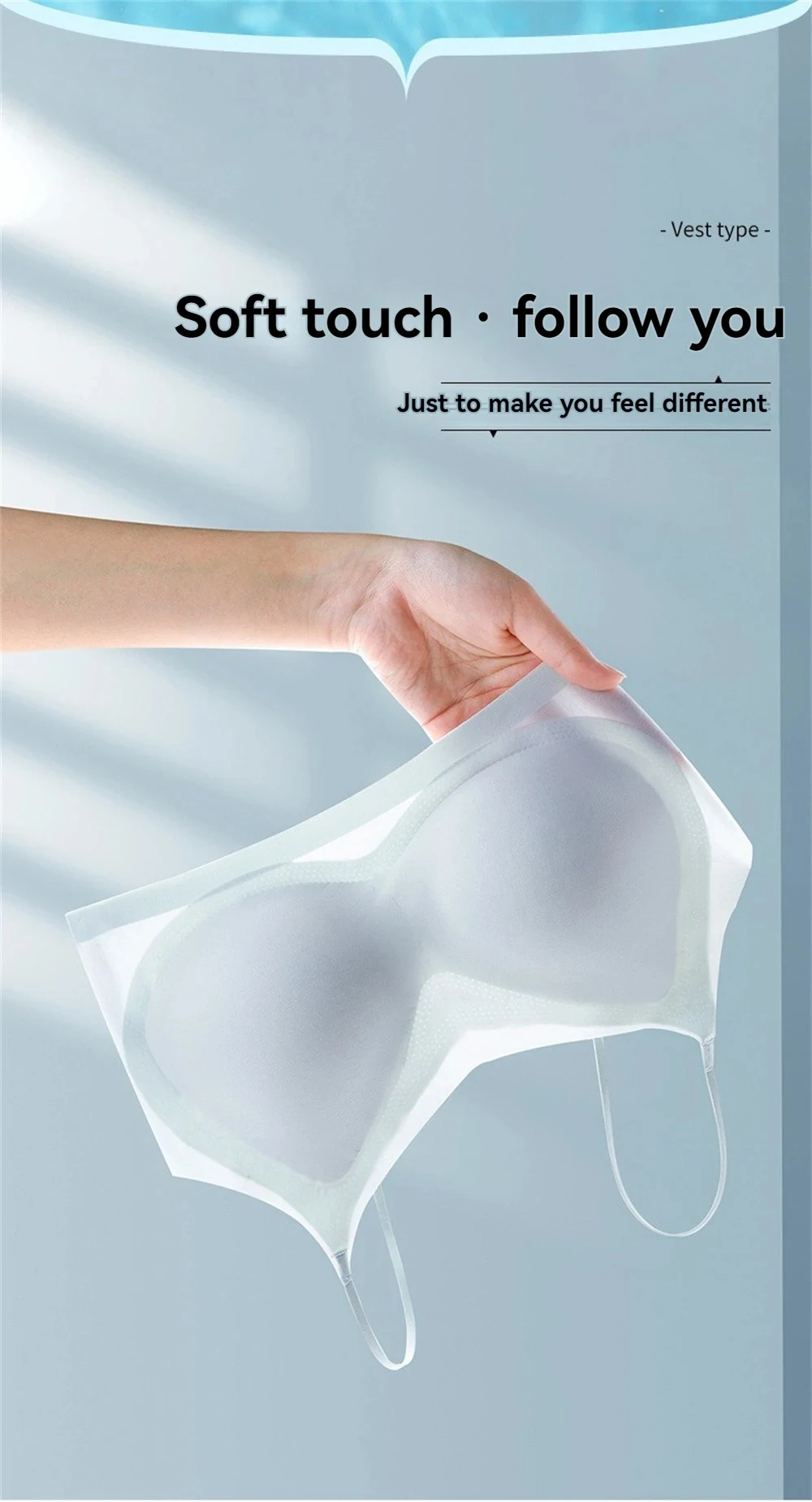 Ultradünner, atmungsaktiver BH aus Eisseide, Damen-Bustier-Unterwäsche, nahtloser Rücken, Neckholder-Weste, Wickel-BH, kleine Brust zusammen – Detail 14