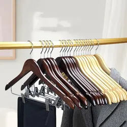 High-Grade Wooden Suit Hangers,Solid Wooden Trouser Rack with Shoulder Notches for Dress Jacket