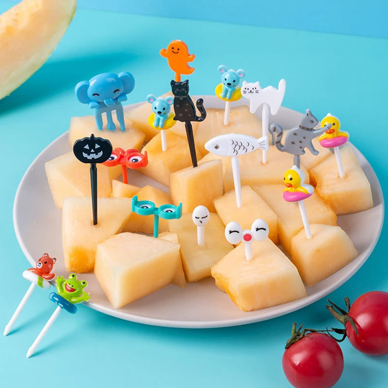 6/8/10pcs Cartoon Dinosaur Fruit Fork Mini Funny Children Snack Cake Dessert Pick Toothpick Bento Lunches Party Decoration