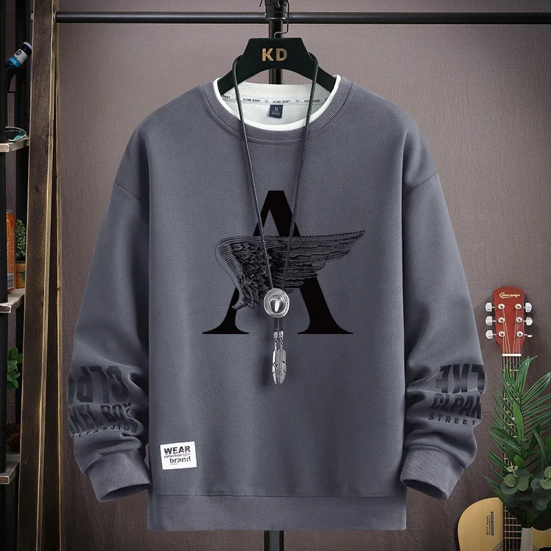 الأمريكية خمر طباعة الجرافيك تي شيرت الرجال الشارع الشهير النساء المتضخم طاقم الرقبة طويلة الأكمام تي شيرت بلايز عادية ملابس للرجال #2