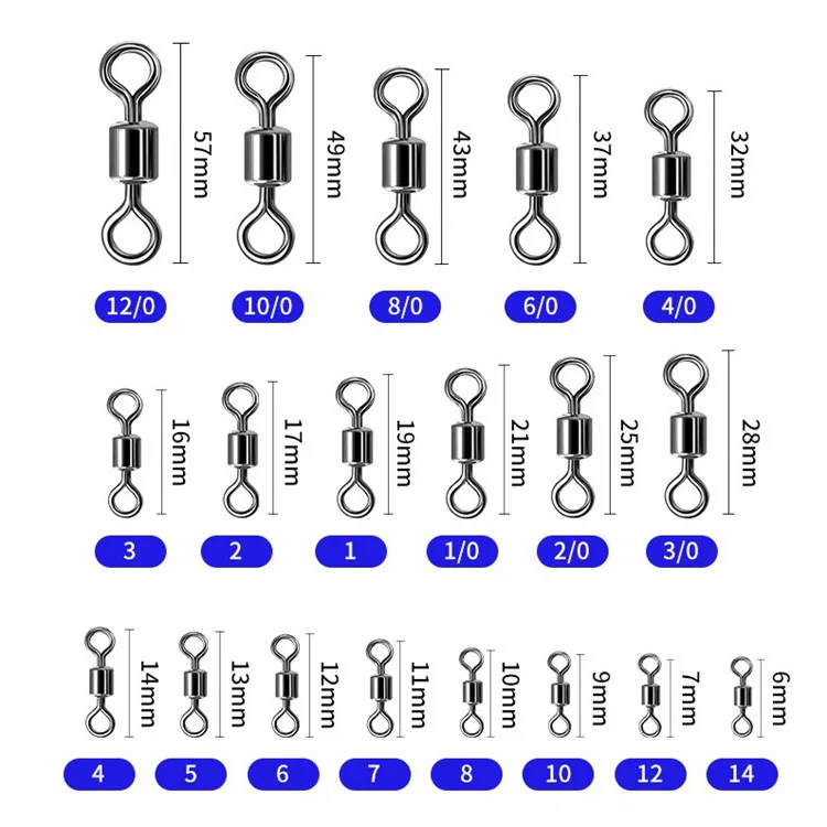 50 pcs Bearing Swivel Fishing Connector Stainless Steel Fishhook Carp Snap Lure Solid Ring Swivel Tackle Fishing Accessories