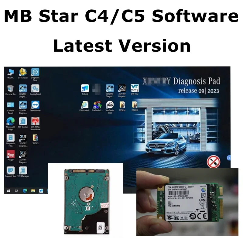 Диагностическое программное обеспечение MB Star C4 SD Connect C5 SSD 2023,09 в Многоязычный HDD SSD может работать для большинства ноутбуков Xplore ix104 планшетов