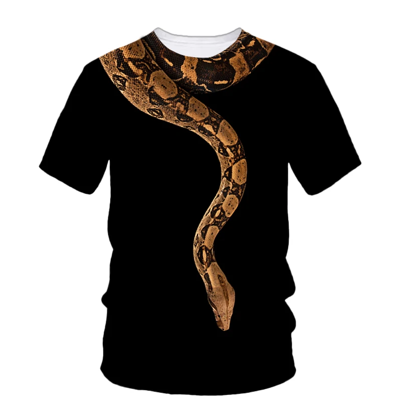 Scary Animal Python 3d Printed T-Shirt New Summer Men\'s T-Shirt Fashion Creative Tough Guy Hip Hop Casual Funny O Collar Top