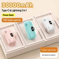 30000mAh Mini Power Bank For IPhone Charger 5000mAh High Capactity Mini Capsule Large Capacity Digital Display 20W Fast Charging