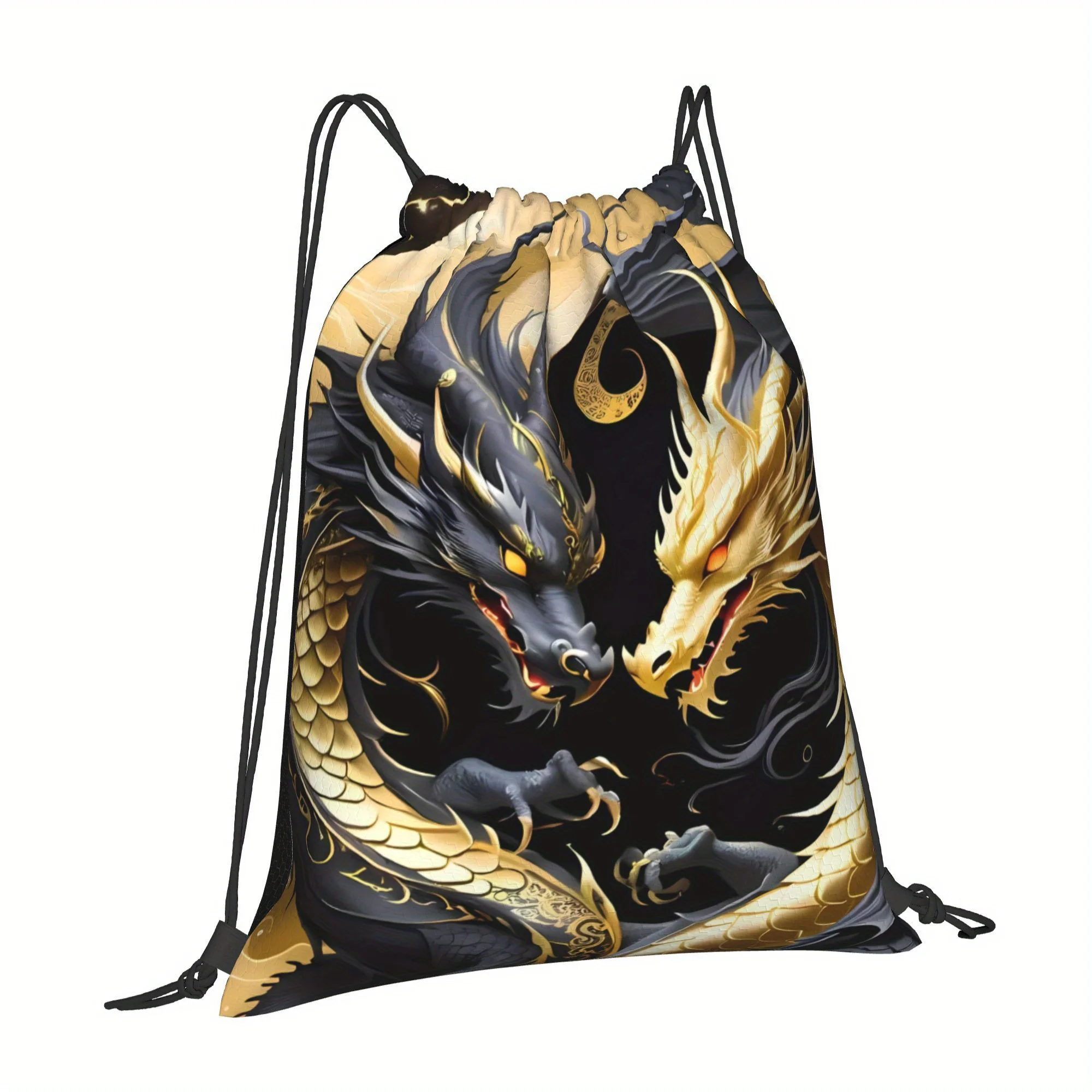 Dragon Theme Drawstring Backpack, Lightweight & Durable, Casual Travel Daily Storage Bag