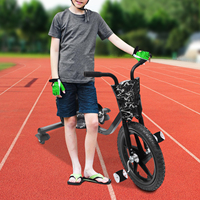 Black Lightning Pattern 3 Wheel Drifting Tricycle For Kids With Rear Wheel Lights 176.37LBS Load 4 Adjustable Lengths