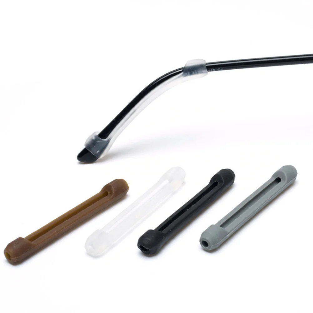 

4Pcs Silicone Sleeves Anti Slip Eyeglass Tips Non Skid Covers for Running Strenuous Exercise Black Silicone Sleeves