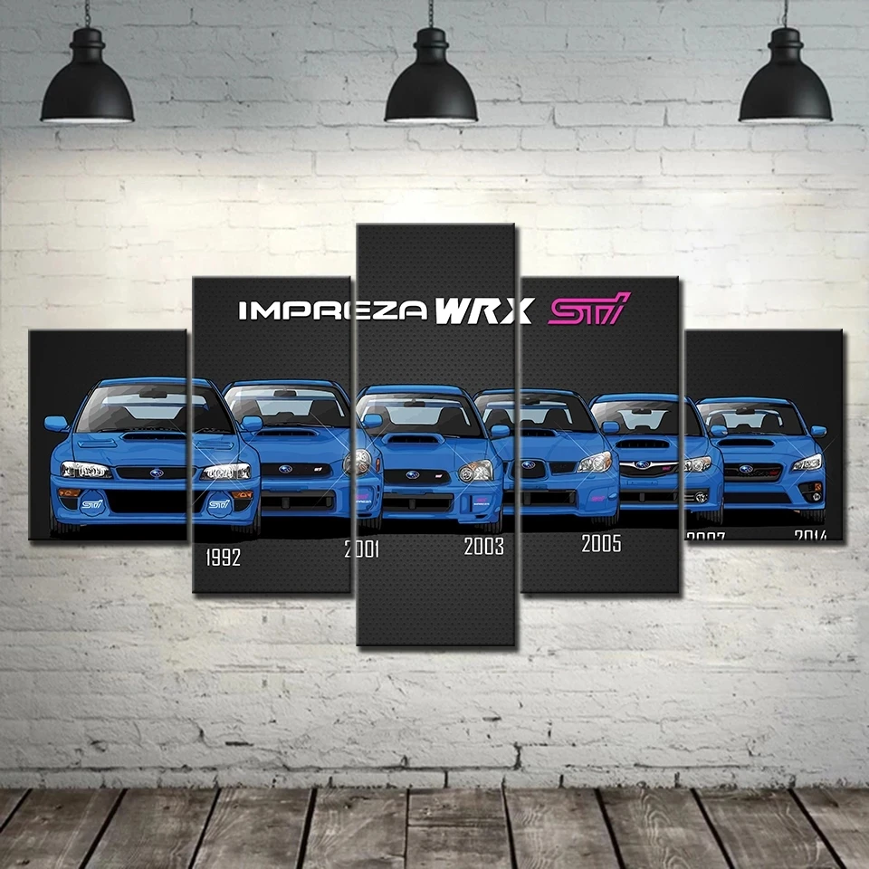 5 Piece Canvas Art Painting Anime Poster WRX Car Wallpaper For Living Room Wall Picture Prints HD Modern Home Decoration