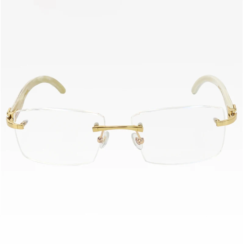 Frameless Business Glasses Hand-made Horn Rimless Retro Frames Optical Myopia Reading Spectacles Eyewear Eyeglasses Hand-made