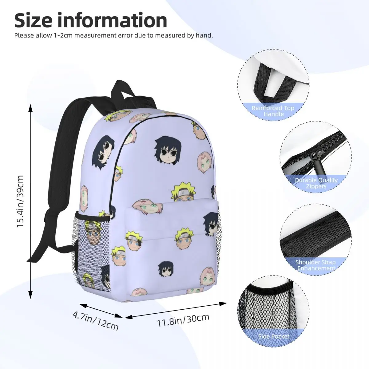 Mochila Naruto Durável de 15 Polegadas - Design Ergonômico Leve para Conforto e Conveniência