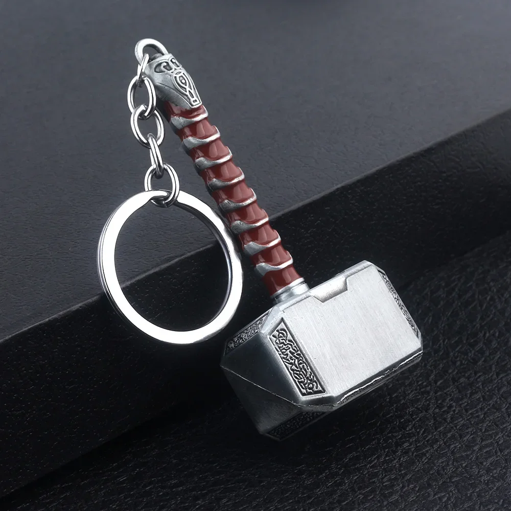 Thor Hammer Metal Keychain Movie Key Ring Cosplay Prop Key Holder For Fans Bag Ornament Car Pendant Gift