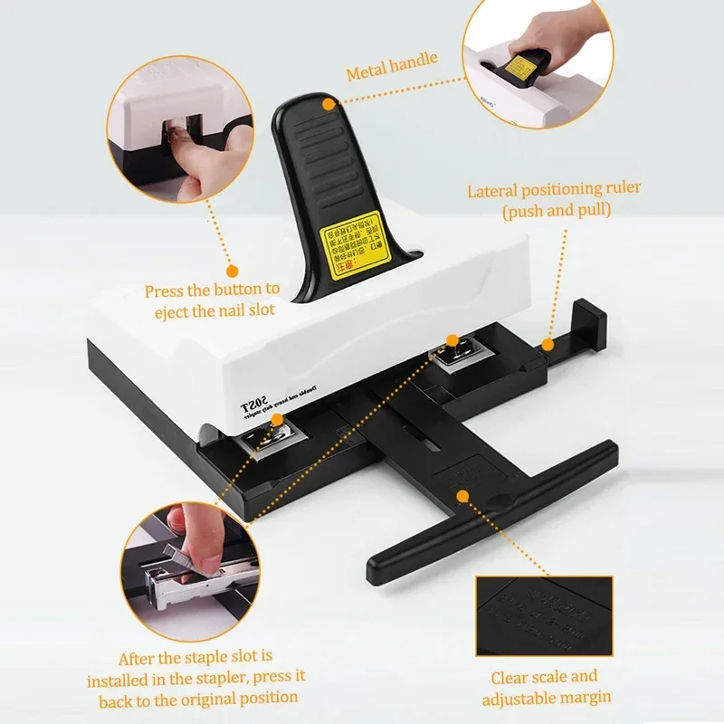 50ST Double Row Heavy Duty Stapler 50 Pages Of Paper Double Head Universal Binding Machine Suitable For 24/6 23/8 Needles