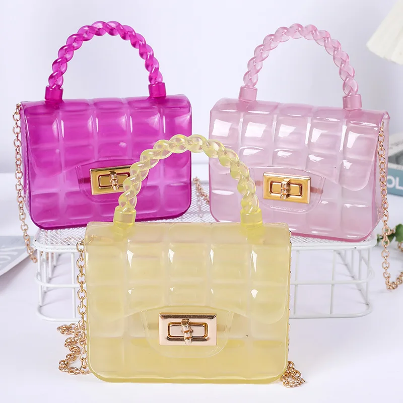 2024 new PVC mini transparent grid jelly bag, simple small bag, single shoulder crossbody bag