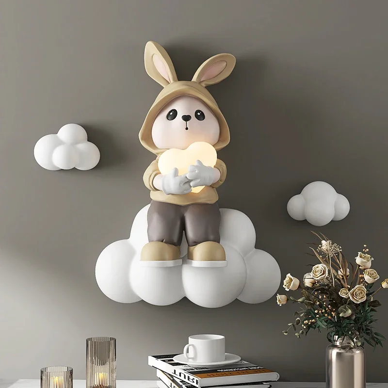 

Home Decor Sculptures & Figurines Decoration Accessories 3D Love Lamp Hat Rabbit Wall Ornaments Living Room Resin Animal Statues