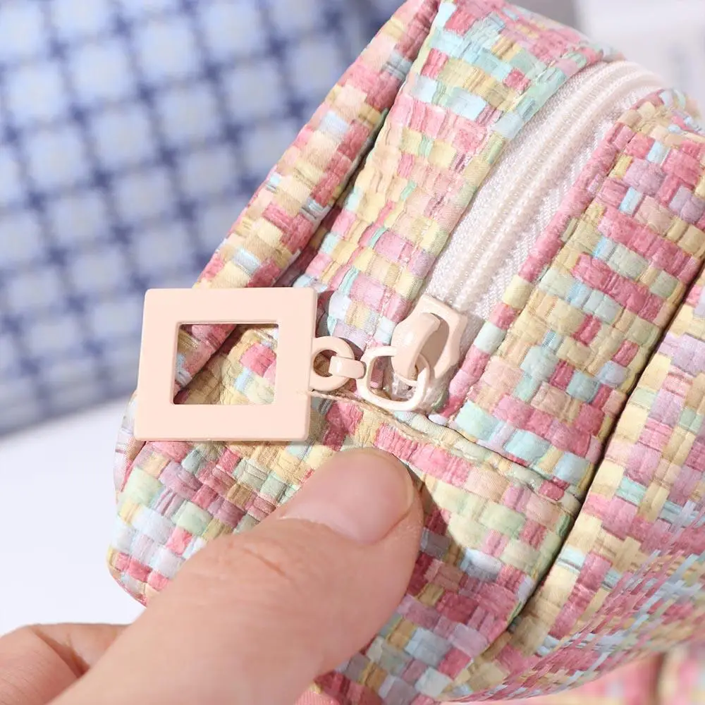 Kawaii Woven Pencil Case Large Capacity INS Simplicity Cosmetic Storage Bag Dopamine Scratch-proof Pen Bag Student Supplies