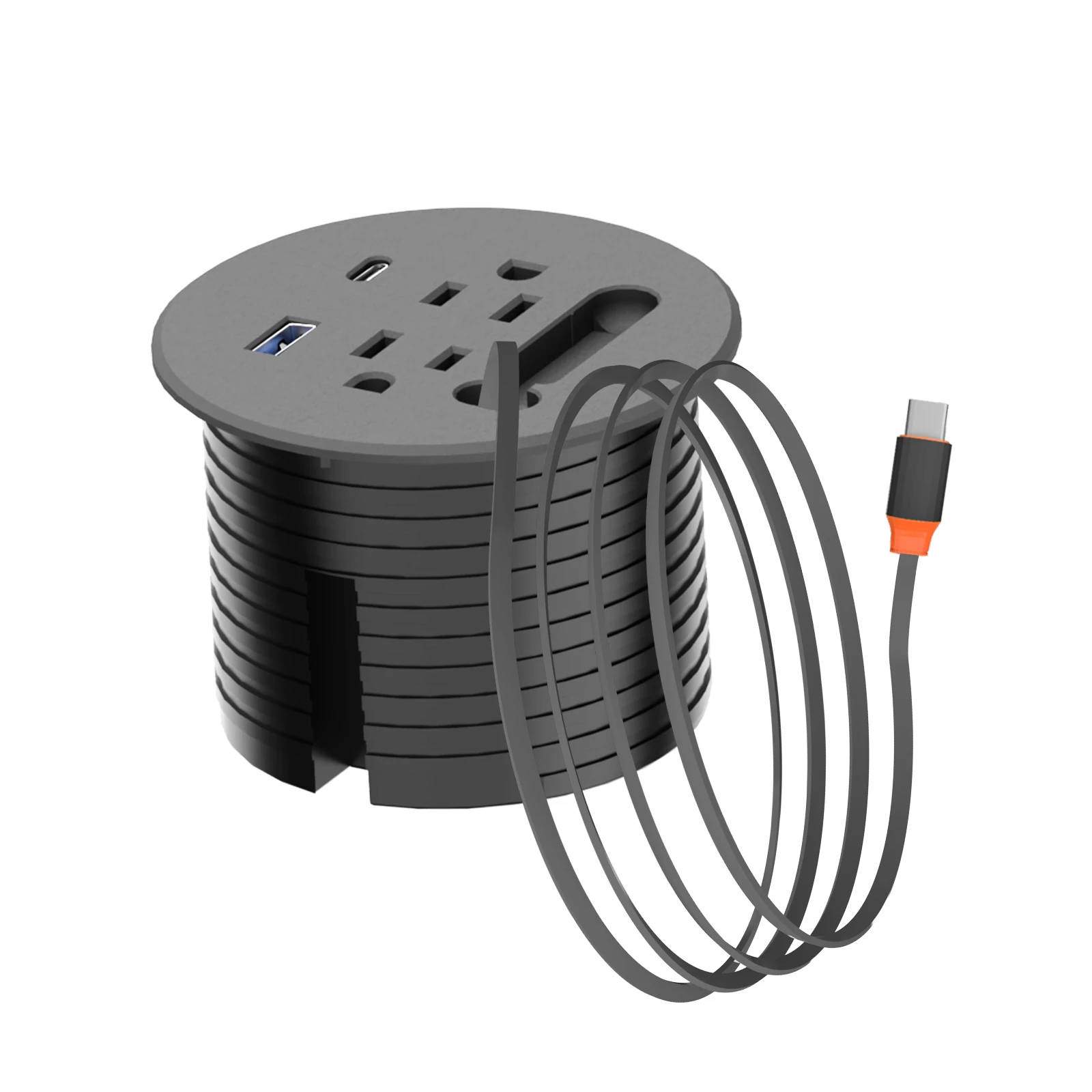 

2025 Newest USB-C PD20W Fast Charging Station with Telescopic Data Cable for Smartphone 3 Inch Recessed Power Grommet