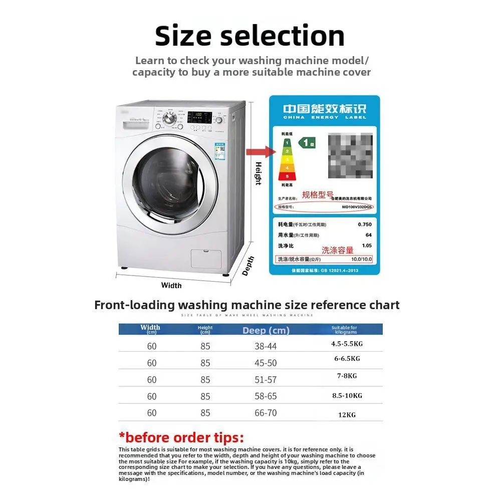 Picture 7: UV Resistant Washing Machine Cover Dustproof Thickened Washer Cover Anti-oxidation Waterproof for Front Opening Washer