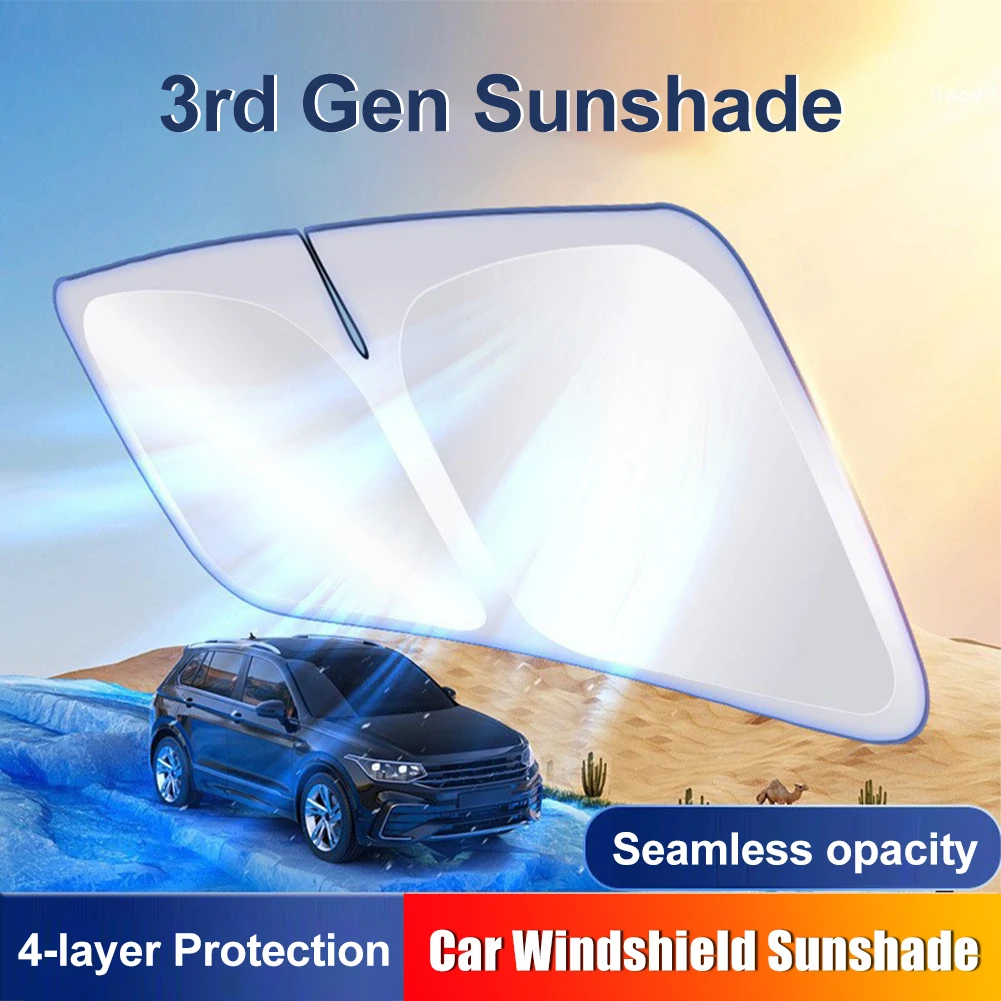 Car Windshield Sun Shade 4 Layers Nano Coating Window Shade Foldable Front Windscreen Sunshade UV Protection For Car SUV Truck