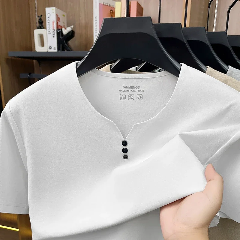 Mens Henley Neck T Shirts Short Sleeve Casual Soft Breathable Comfortable Fashion Tops for Men Daily Wear Summer Streetwear image 6