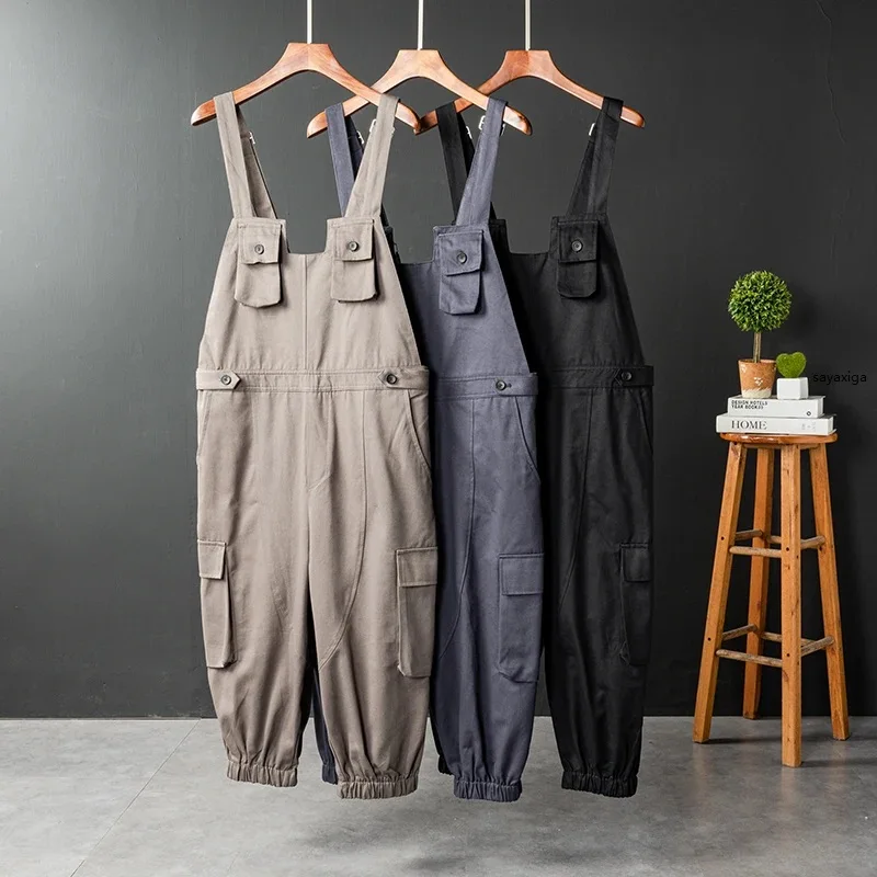 

Bib Overalls Street Wear Fashion Jumpsuit Couples Loose Fitstrap Pants Beam Feet Casual Overall Men One-piece Suspender Trousers