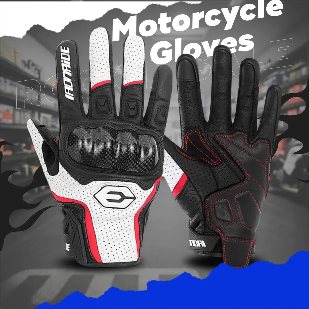 

HEROBIKER Genuine Leather Men Breathable Motocross Racing Glove Gloves Spring Autumn Touch Screen Guantes Moto