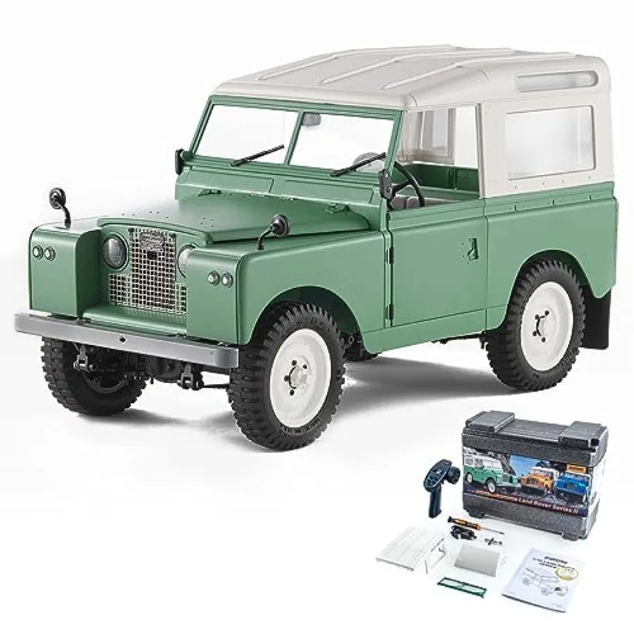 

Радиоуправляемая модель внедорожника FMS 1/12 Land Rover RTR, лицензированная, зеленая, 4WD, водонепроницаемая, с пультом 2.4ГГц, LED-подсветкой и жесткой крышей