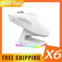 Attack Shark X6 Gamer Mouse With Charging Dock 2.4g 3 Mode Wireless Bluetooth Mouse 26000dpi Paw3395 Sensor Gaming Mices Gifts