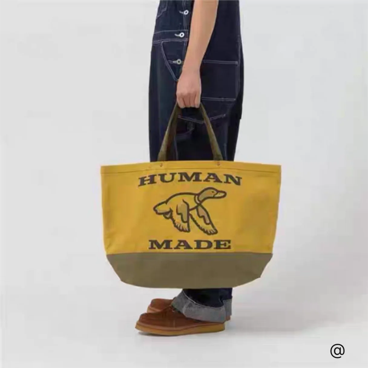 

HUMAN MADE Animal Duck Dog Double Color Splicing Double sided Canvas Tote Bag Handbill Shoulder Bag