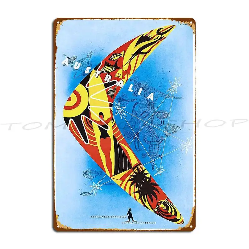 1957 Australia Boomerang Travel Metal Sign Customize Pub Printing Cave Designer Tin Sign Poster