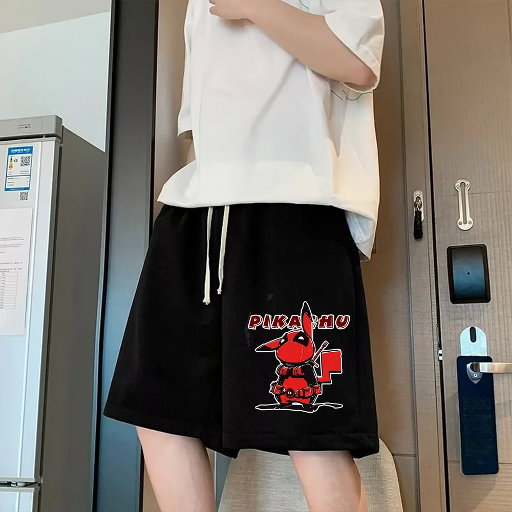 

Шорты для совместной работы Deadpool Pikachu, мужские летние и женские повседневные спортивные штаны, шорты пяти дюймов для спортзала, быстросохнущие пляжные брюки большого размера