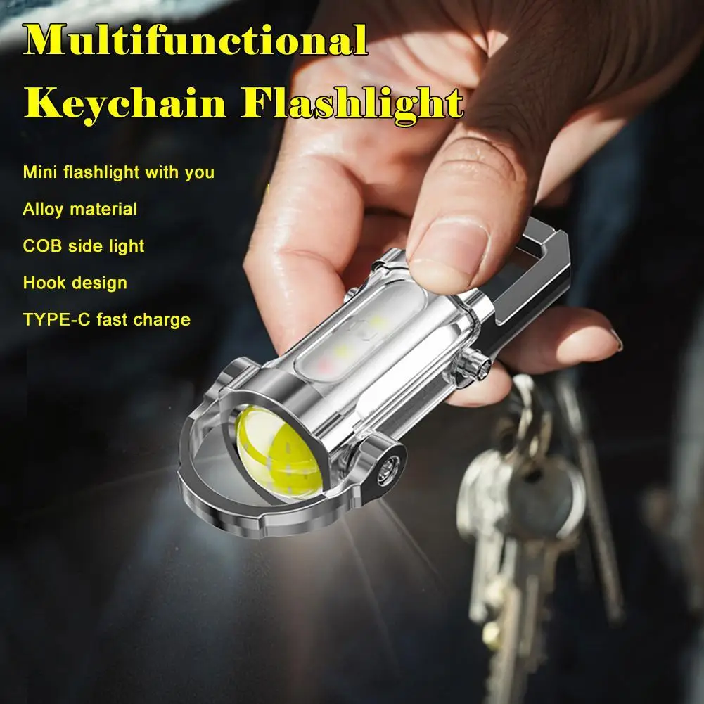 

New Portable Mini 1200 Lumens Working Light USB Rechargable Emergency Keychain Light For Walking Searching Hiking Accessories