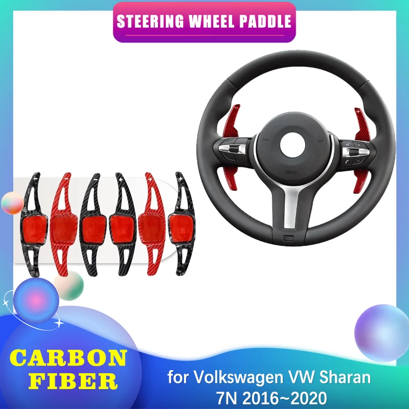 

2pcs Car Steering Wheel Paddle for Volkswagen VW Sharan 7N 2016~2020 ABS Carbon Fiber Shifter Gear Shift Extension Accessories