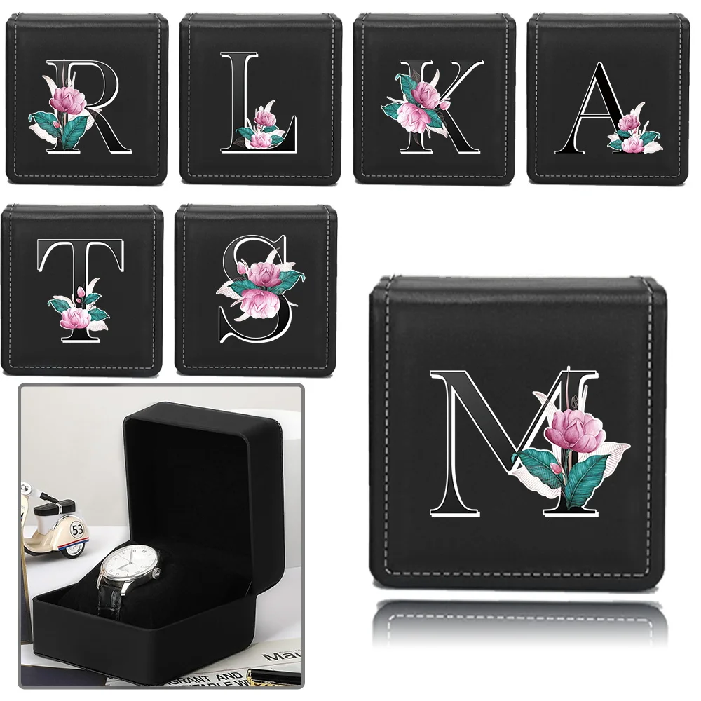 

1 шт. изысканная коробка для хранения часов прочный чехол для хранения наручных часов из искусственной кожи с маленькой подушкой подарки на день Святого Валентина белая мармуровая буква