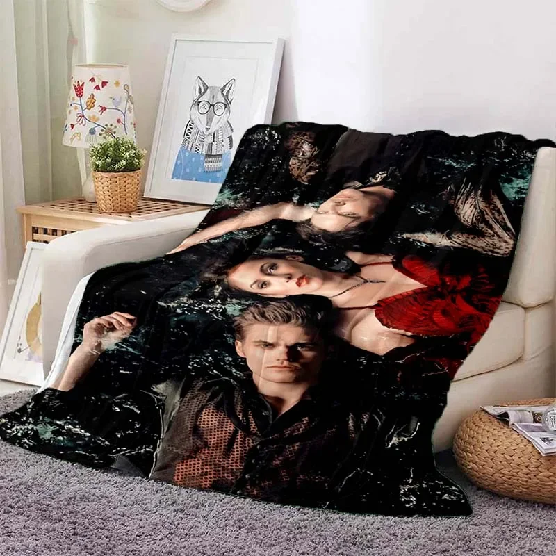 The Vampire Diaries 3D printed flanella peluche coperta copriletto divano coperta pigra coperta per pausa pranzo all\'aperto copripiumino da viaggio