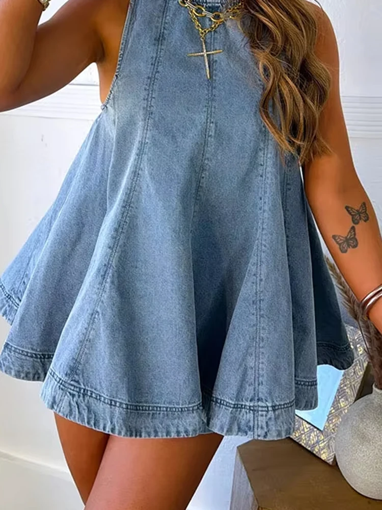 

Женский повседневный комплект из 2 предметов: модный уличный костюм с драпировкой, летний элегантный комплект с топом без рукавов с круглым вырезом и шортами