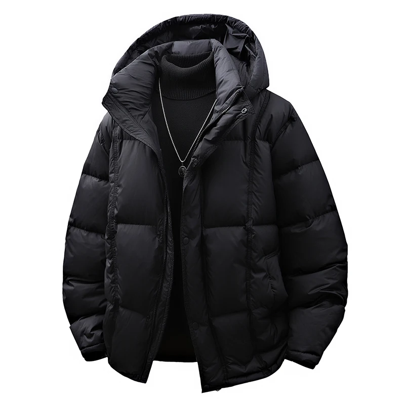 

Мужская утепленная куртка-пуховик с капюшоном, повседневная, белая, для активного отдыха, модная уличная одежда, весна 2026, стандартный крой